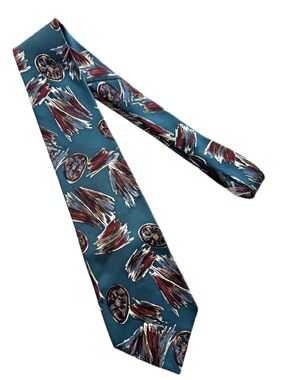 Vintage Monsieur Givenchy Silk Necktie Blue Abstract Print Made in France Design
